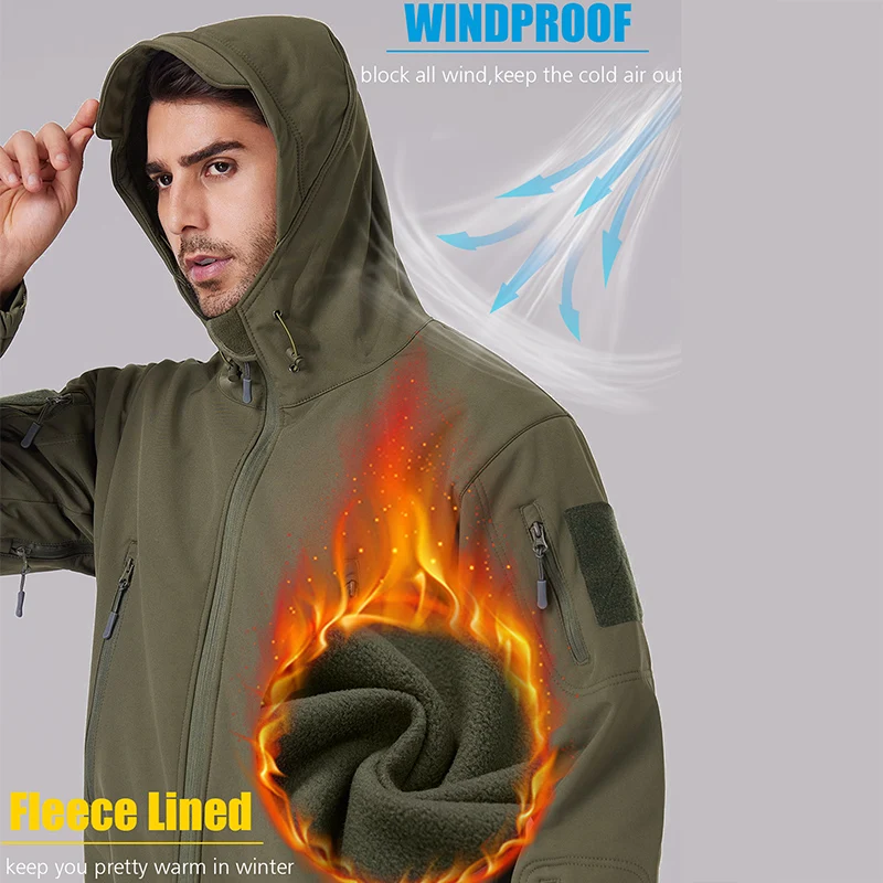 Chaqueta táctica impermeable hombre – Forro polar con capucha - imagen 3