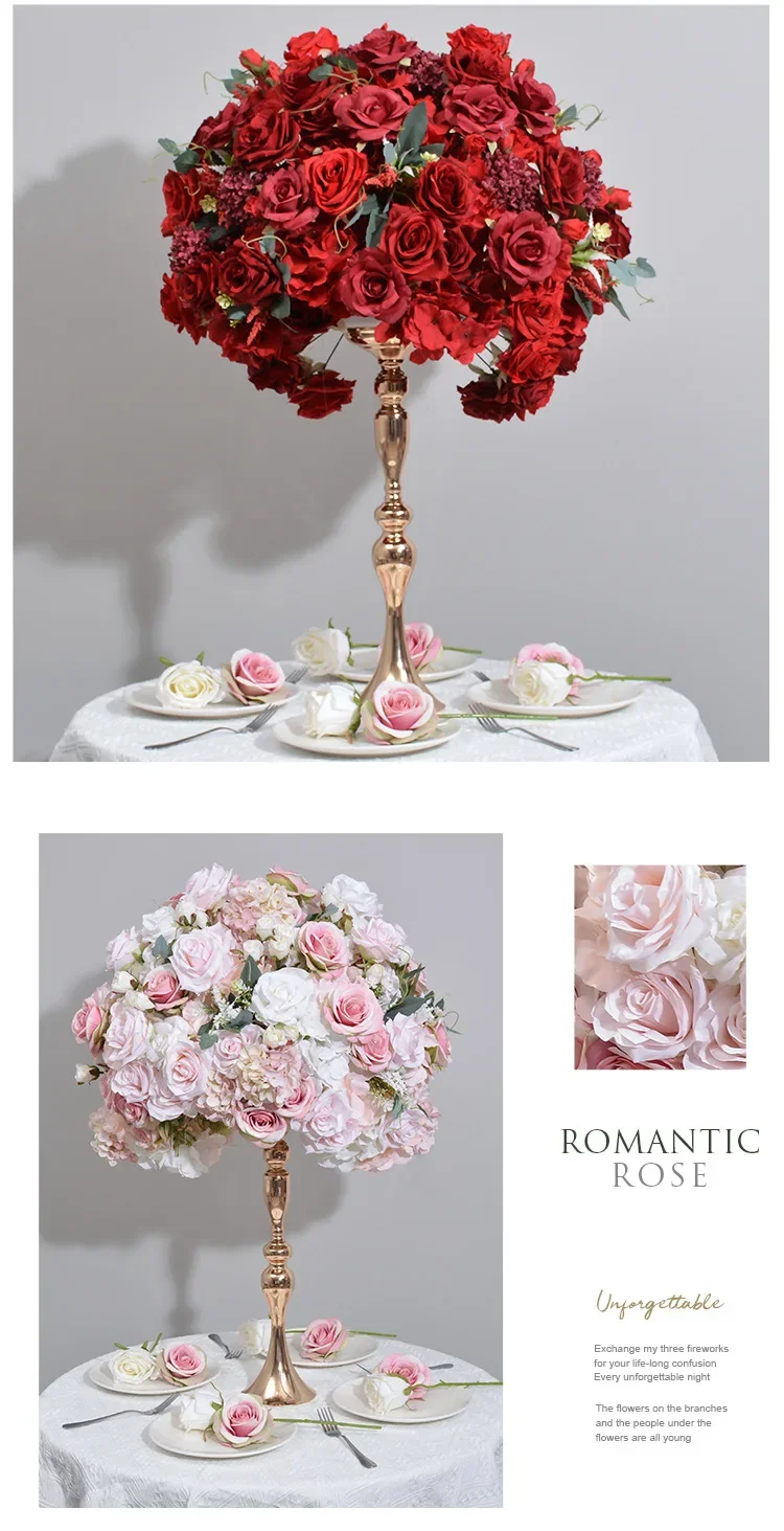 Rosa Riesenrose Künstliche Hortensien-Rosenblütenkugel für Hochzeitstischdekorationen, Bühnen- und Veranstaltungsdekoration, Ausstellungsstücke – Detail 4