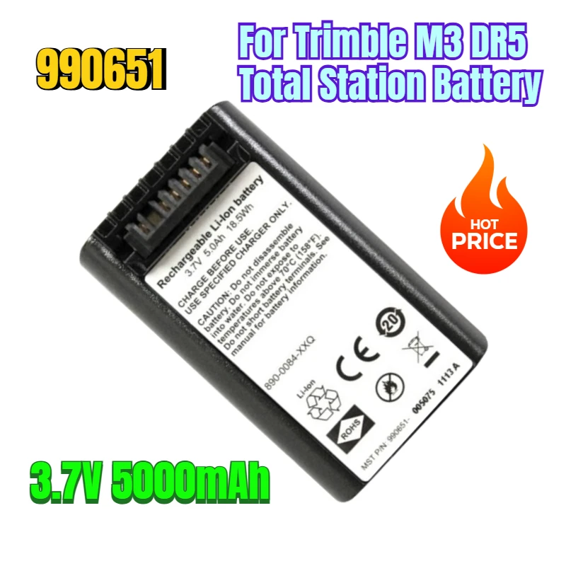 

3.7V 5000mAh 990651 for Trimble M3 DR5 Total Station Battery