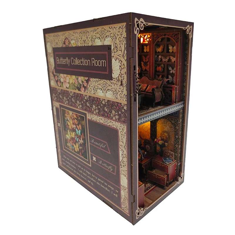 ouzey-diy-kit-d'insertion-de-bibliotheque-miniature-en-bois-collection-de-papillons-etagere-de-chambre-serre-livres-cadeau-pour-adulte