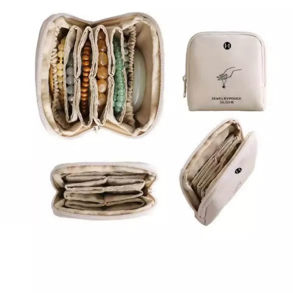 

Portable Jewelry Storage Bag Waterproof PU Leather multi-layer Organizer Multifunctional Mini Jewelry Bag for Travel Joyero