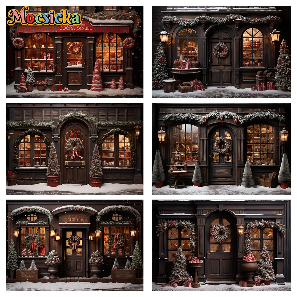 

Mocsicka Christmas Photography Background Winter Gorgeous Door Holiday Party Family Kids Portrait Photo Backdrops Studio Props