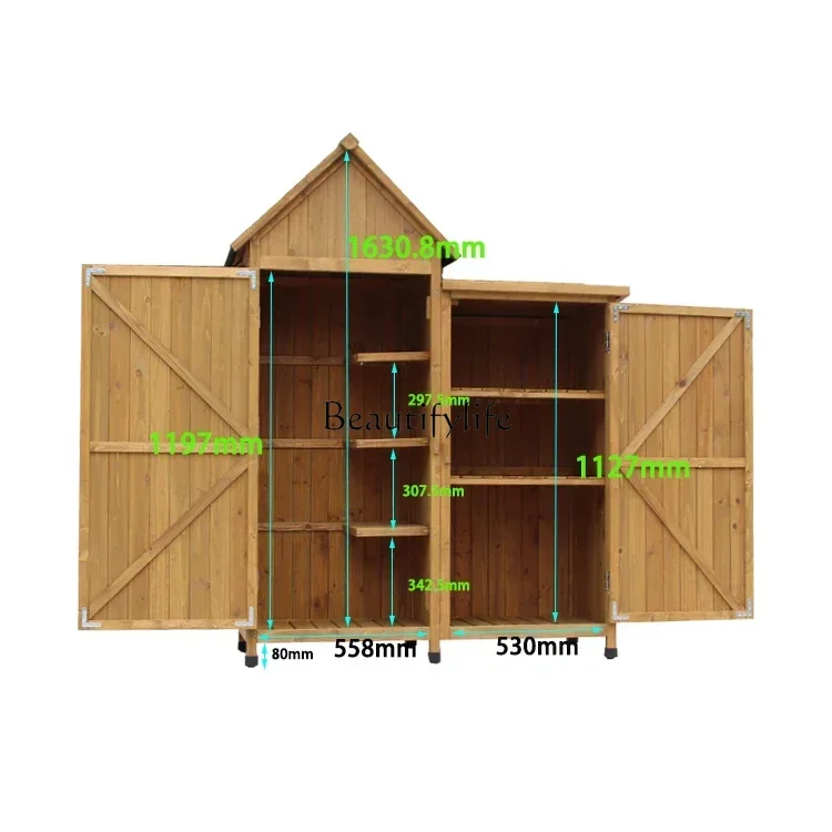 Outdoor locker waterproof and sunscreen courtyard wooden tool room open-air pastoral storage cabinet