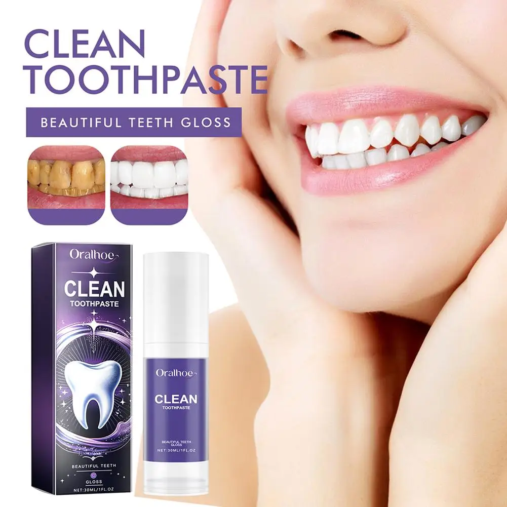 Teeth Whitening Purple Toothpaste Remove Teeth Stain Essence Brightening Color Care Fresh Mousse Corrector Whitening Oral