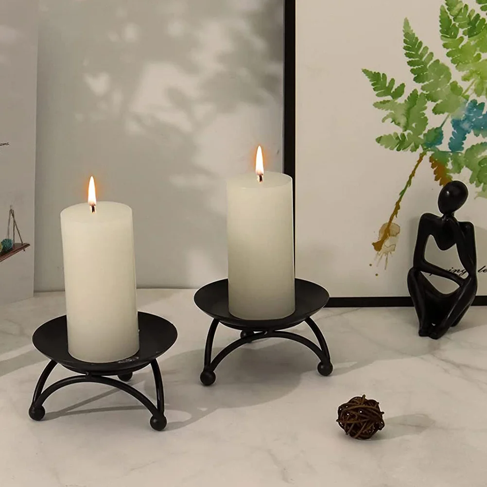 

2pcs Iron Style Tabletop Iron Candleholder Stands For Home Supplies Home Decor Party Wedding Desktop Base