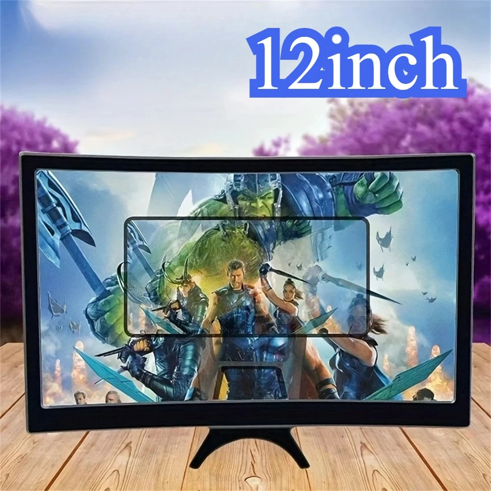 12 Inch HD Magnifier Large Screen Amplifier Curved Screen Mobile Phone Screen Magnifier Smartphone Video Amplifier Holder