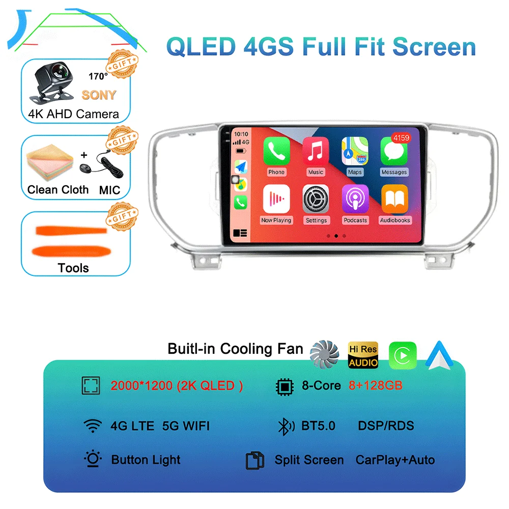 Android 16 autoradio multimediasysteem navigatie GPS 2 Din stereo DVD accessoires speakers voor KIA Sportage 4 KX5 2016 - 2018