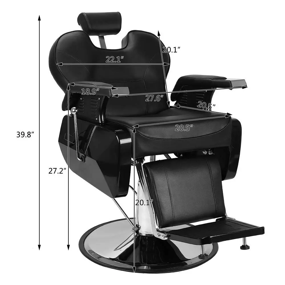 All pose Hydraulic Barber Chair Recline 360 Degree Swivel Height Adjustable Heavy Duty Hairdrer Chair Beauty Sn Spa Tattoo Styli