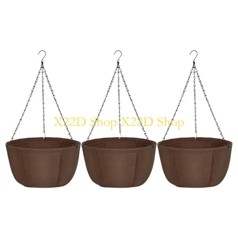X22D 3Pieces Breathable Hanging Planter Flower Pot For Health Plant Growth Garden Use