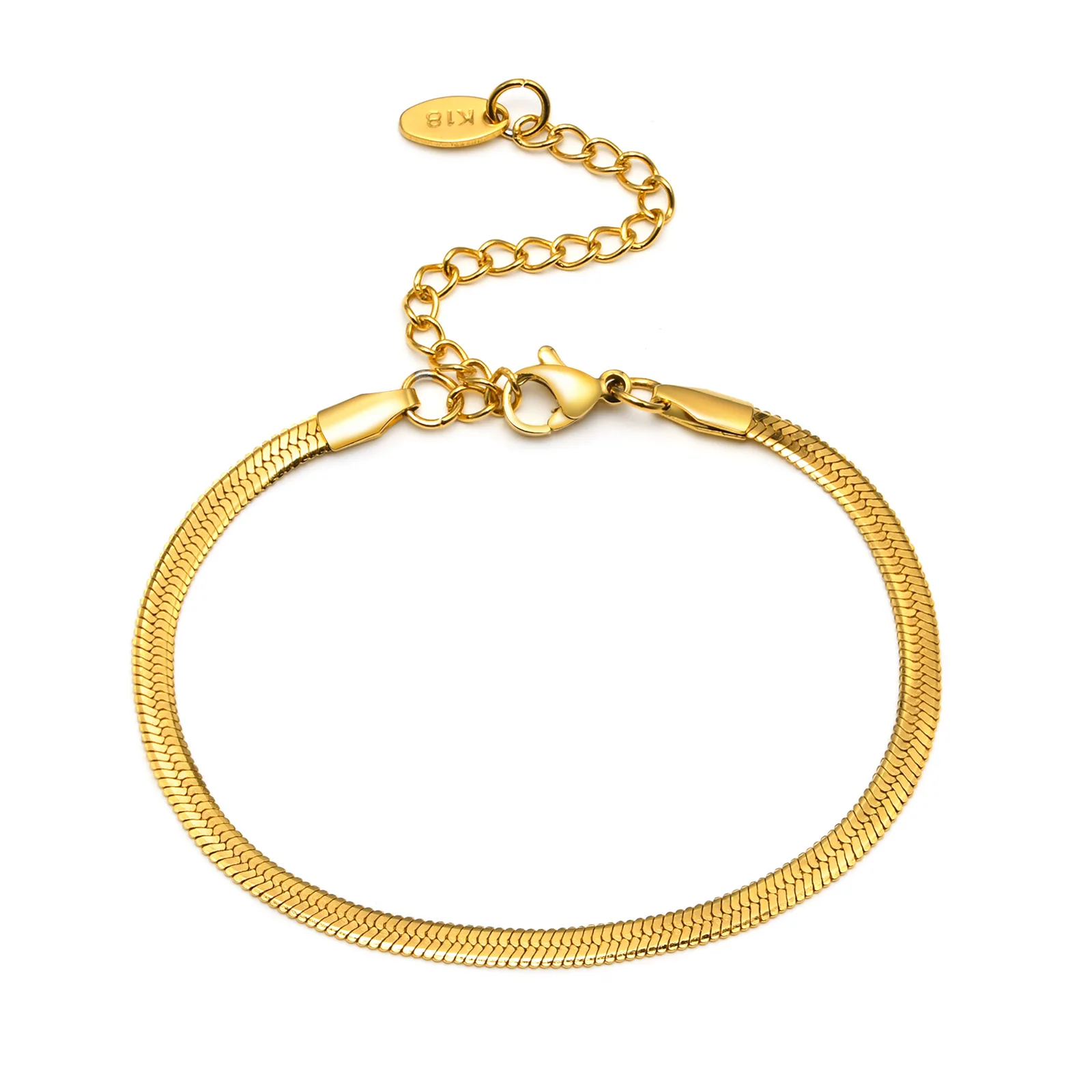 Herringbone Bracelet Women ,Thin Flat Snake Chain Link Wristband Stainless Steel Jewelry