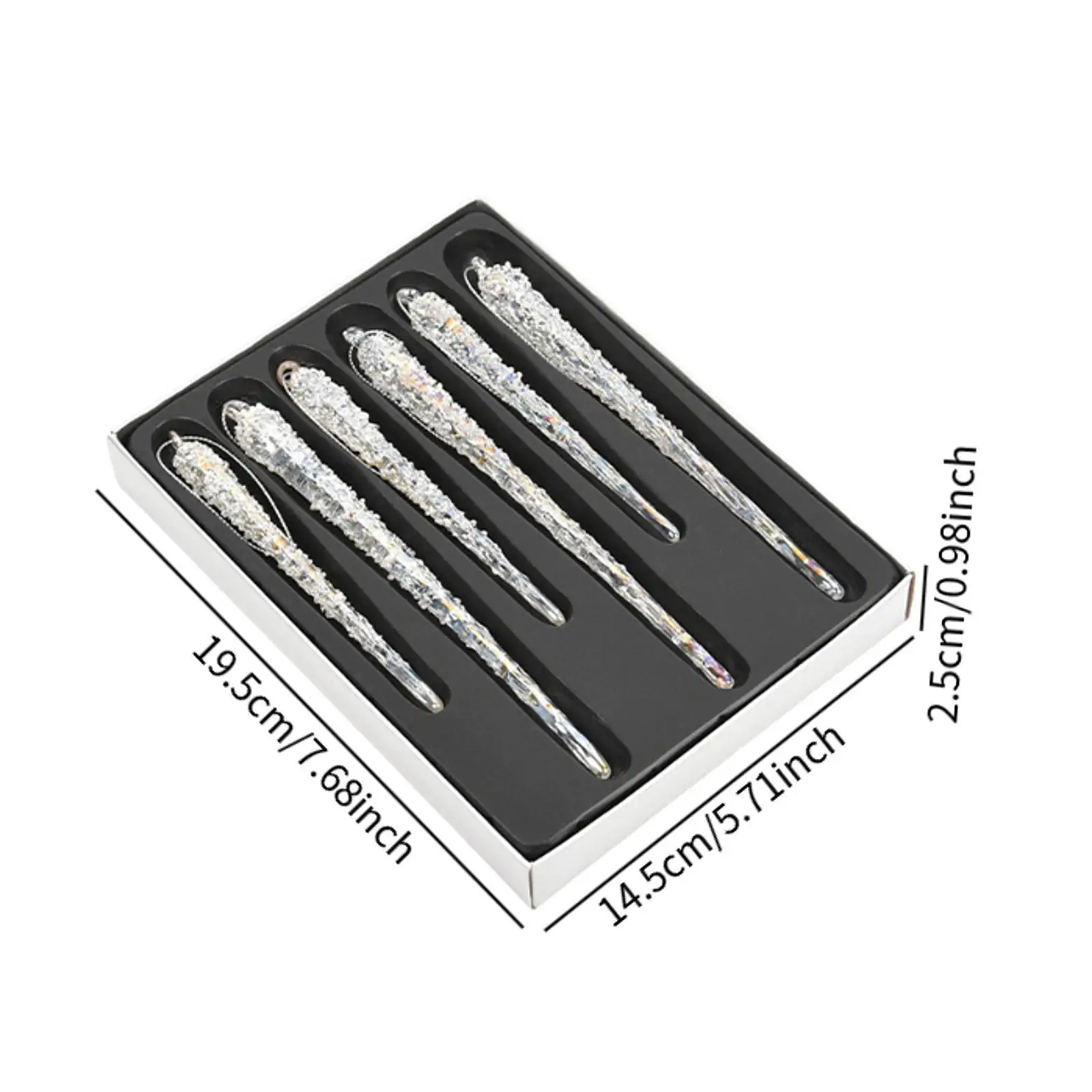 

6 штук стеклянных елочных украшений в форме сосулек, многоразовые, для Рождества