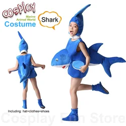 Shark Cosplay Anime 3D Costume Kids Performance Marine animals Children‘s Clothing Set Hat Shoe Sea Turtles Hippocampus Dolphins