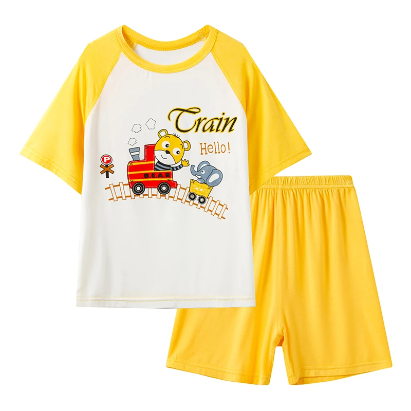 Kids Clothes Set Summer Modal for Boys Girls Sleepwear Clothing Suits 2PCS Pajama Suit Children Home Wear T-shirt Shorts Cartoon