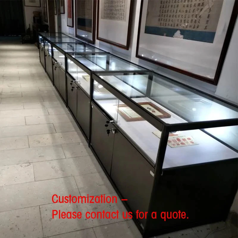 custom.Lockable Aluminum Museum Showcase Cheap Museum Display Cabinet With LED Light Retail Showcase