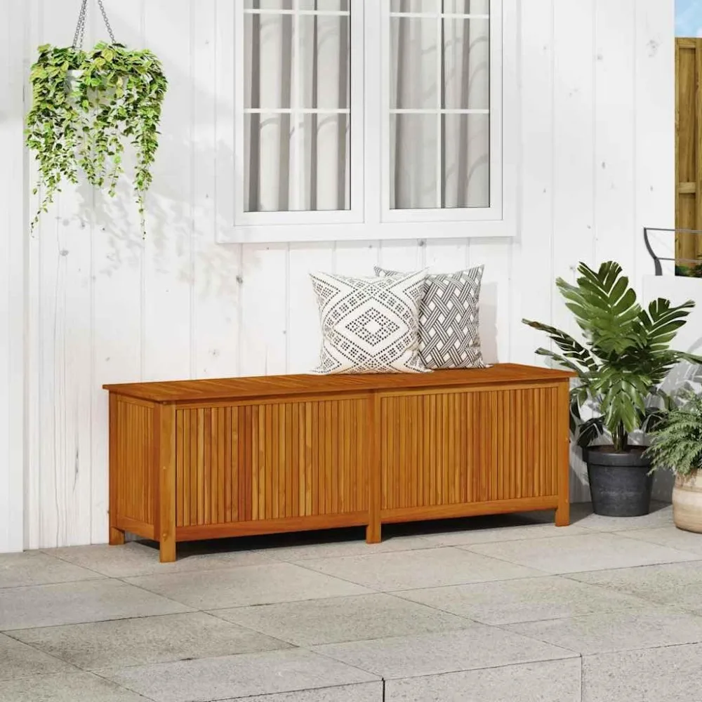 Patio Storage Box 68.9x19.7x22.8 in Solid Acacia Wood Outdoor Deck Container