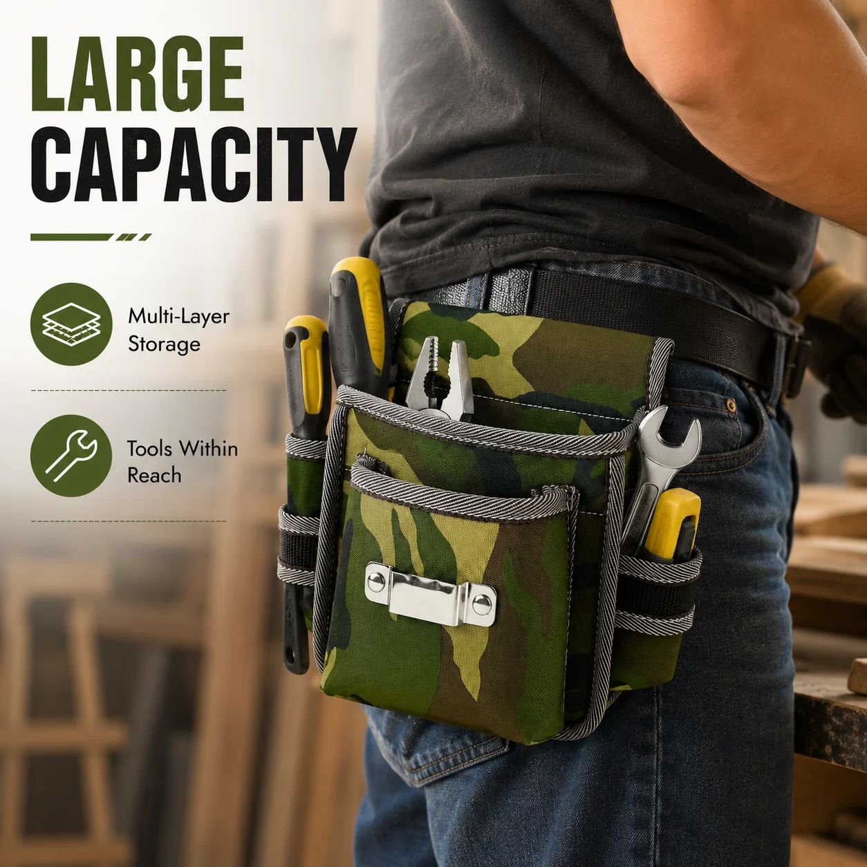 Oxford Cloth Multifunctional Waist Bag, Hardware Tool Pouch Organizer for Woodworking Electricians Repair