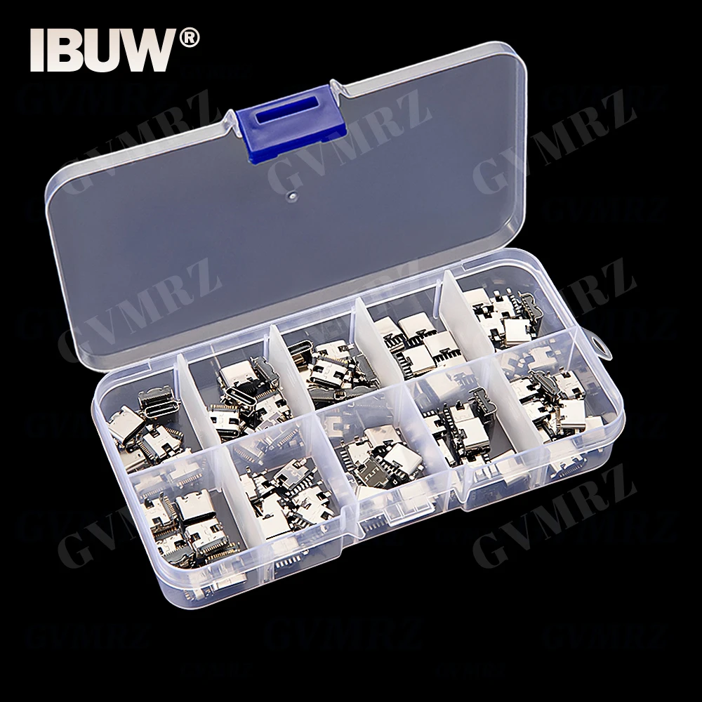 100Pcs Type C USB Charging Jack Welding Connectors USB-C Socket For Mobile Phone PCB DIY Repair Kits