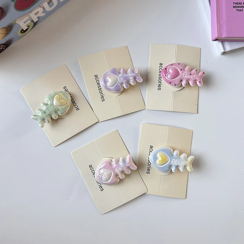 Cartoon Sweet Resin Fish Bone Dopamine Hair Clip Hair Clip Funny Creative Bang Clip Barrettes Mini Hair Clip Children Hairpin