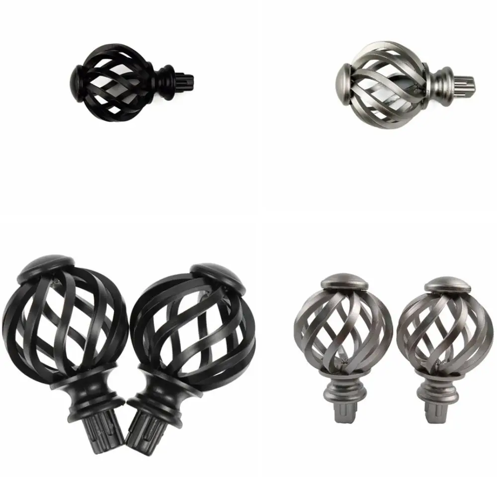 Replacement Curtain Rod Finials Birdcage Spiral Window Head Rods Not Deform Plastic Spiral Ball Drape Accessories Bedroom