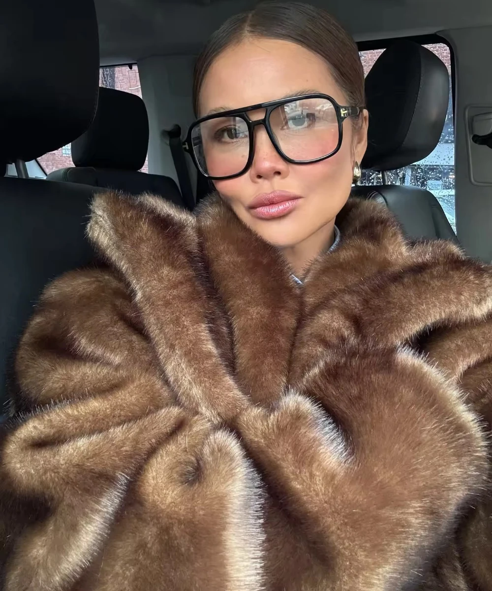 معاطف سميكة للخريف والشتاء للسيدات الأوروبية الأمريكية أنيقة، معاطف طويلة من القطيفة الاصطناعية ذات صدر واحد #1