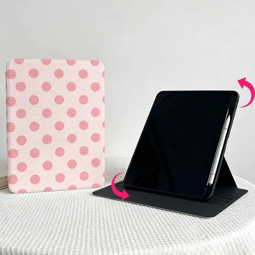 Purple Polka Dots For Apple iPad Air Mini Pro 12th 11th 11 13 12.9 9gen inch 360° Rotation Pen slot Tablet Case Soft