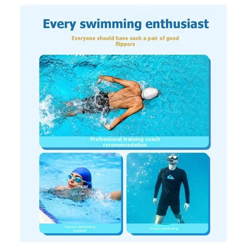 Multi Professional Swimming Fins For Children Adults Freestyle Silicone Short Fins For Training Frog Kick Size-40-41