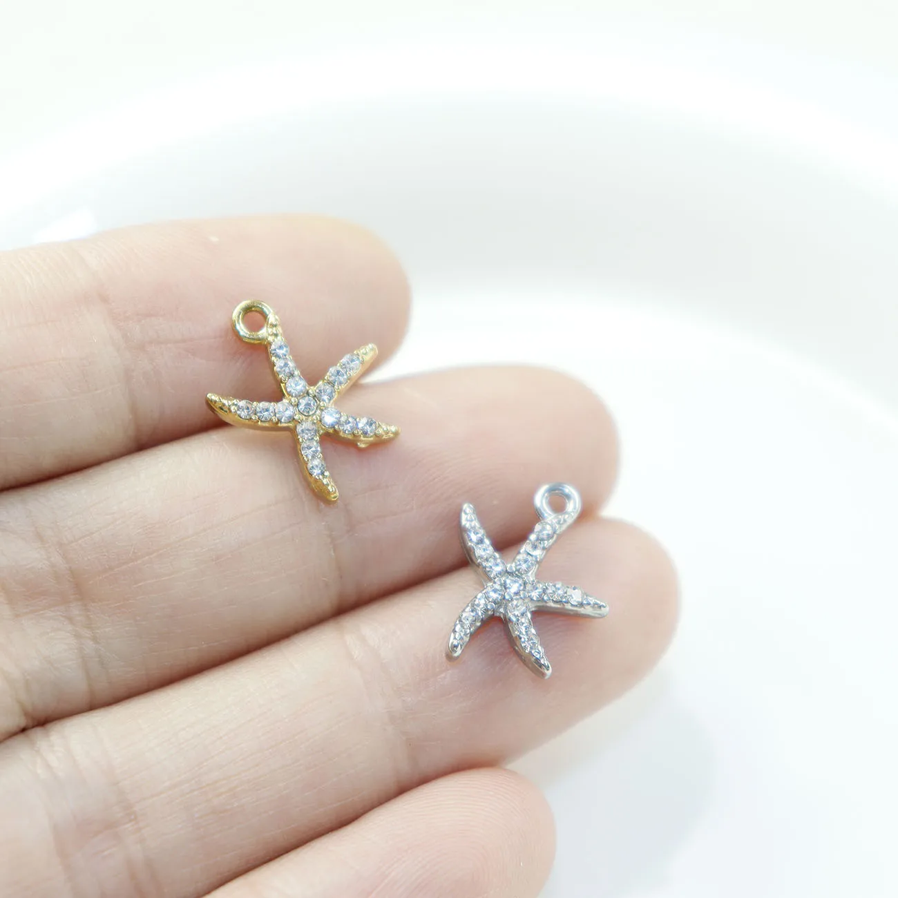 5pcs Stainless Steel Sea Star Fashion Jewelry Accessory Charms DIY Handcraft PVD Vacuum Plate Waterproof Antiallergic