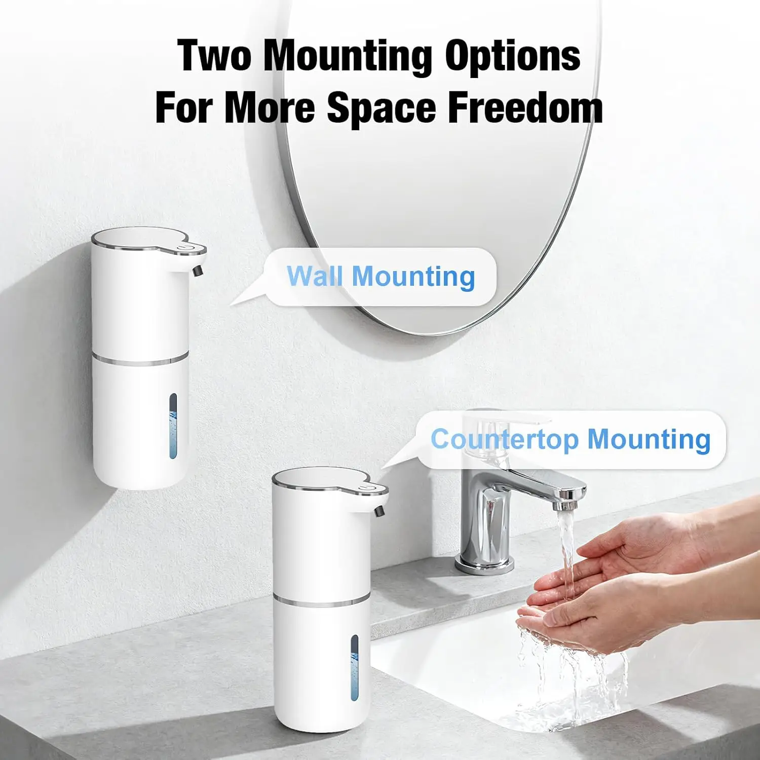 380ML P18D Touchless Countertop Or Wall-Mounted IPX5 Waterproof 4-Gears Adjustable Control Automatic Smart Sensor Soap Dispenser