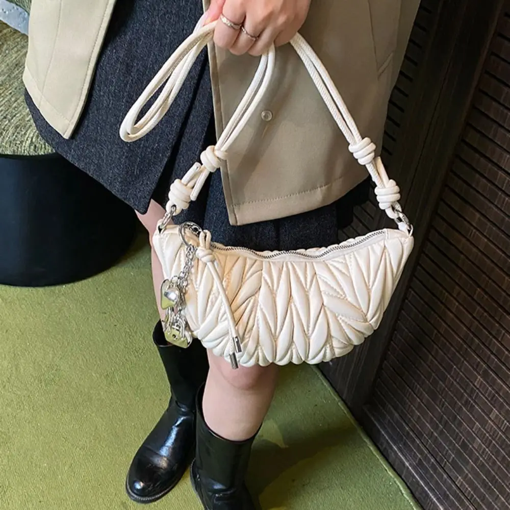 حقيبة كروس بسيطة حقيبة كتف كرواسون مع قلادة حزمة صغيرة من البولي يوريثان حقيبة زلابية على الطراز الكوري حقائب يد على طراز بني فاسق هدية #4