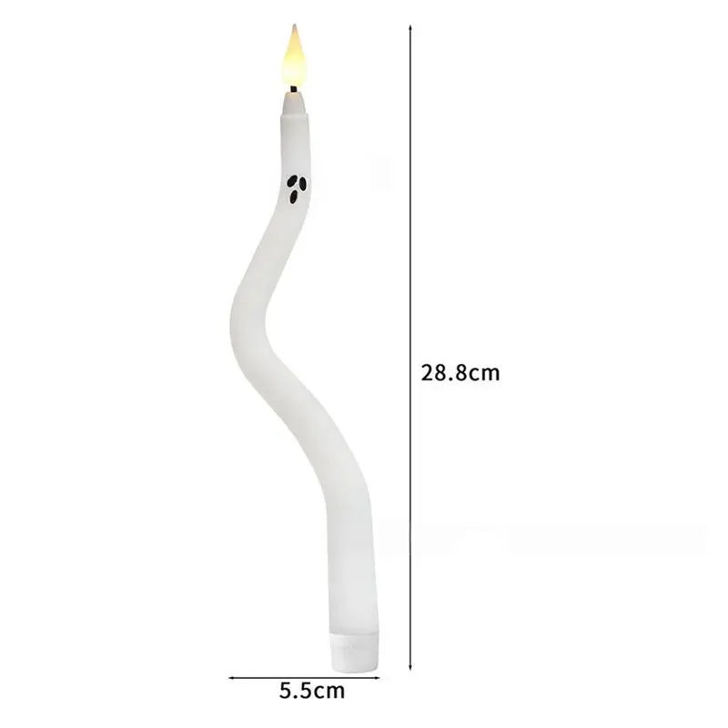 ABMH-Flameless Taper Candles 3D Wick Flickering For Halloween Ghost With Remote Control- Perfect For Halloween Decorations