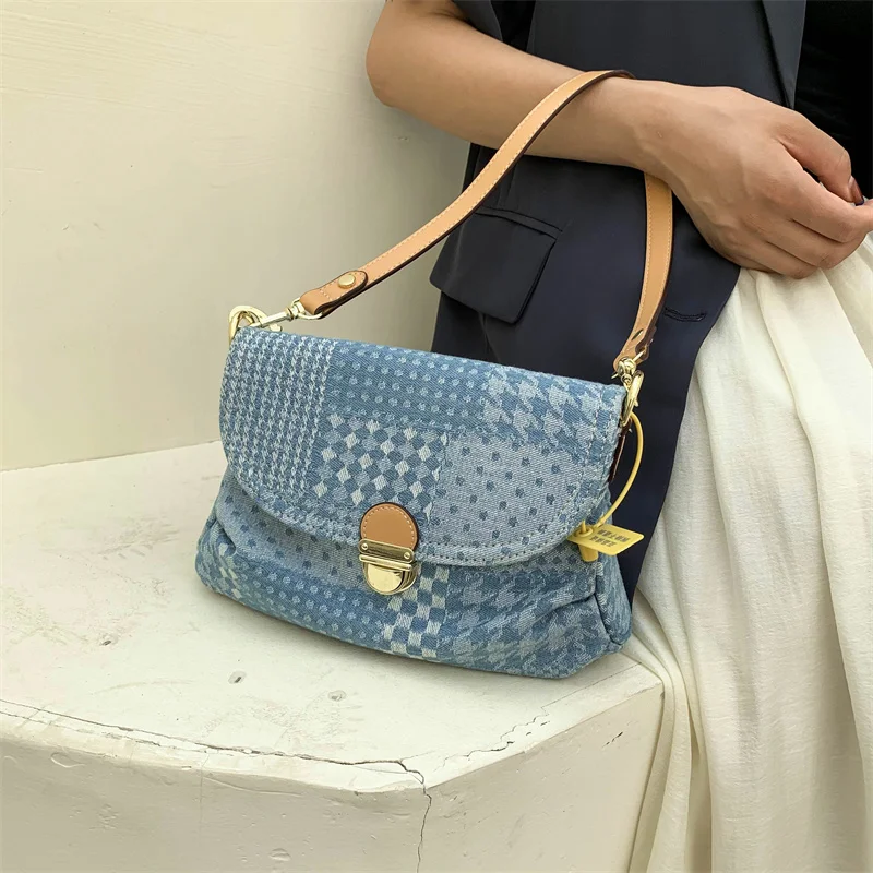 Trendy Design Denim Handbags and Purses Women Shoulder Bags 2022 High Quality Underarm Totes Ladies Messenger Bag