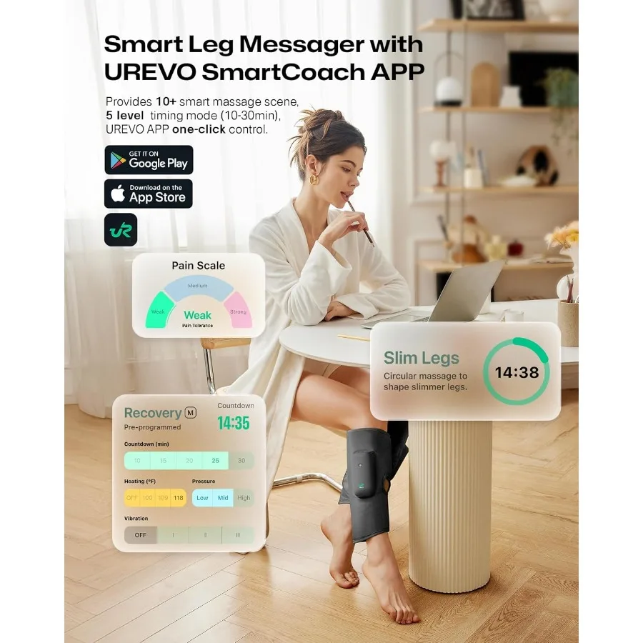 Massaggiatore per polpacci intelligente senza fili con adattamento al massaggio alimentato AIP e tecnologia di compressione dell'aria per una migliore circolazione sanguigna De