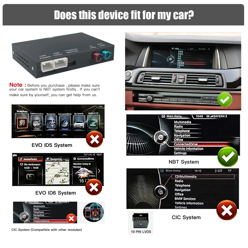 CARABC ワイヤレスCarPlay Android Auto BMW NBT CIC EVO 1 2 3 4 5 6