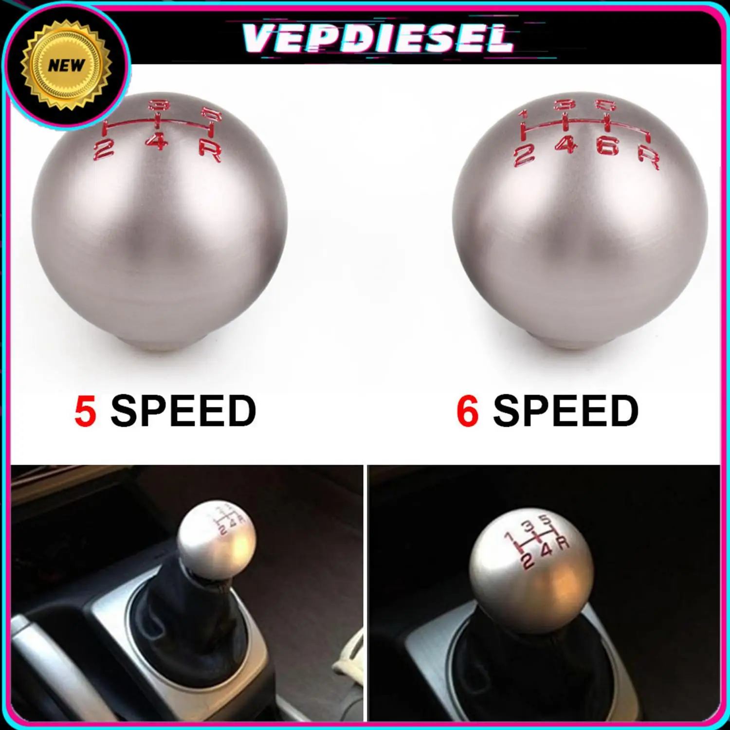 

Round 5/6 Speed Aluminum Gear Shift Knob 54102-SMT-E01 54102SMTE01 Universal for Honad Civic Type R FD2 Acura Vehicles M10X1.5