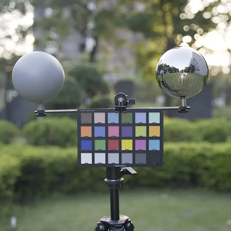 12.6cm vfx Hdri Ball Chrome Grey Ball Kit Stretch handle Colour Checker Chart Photographic Props Set  Camera Reflector Sphere