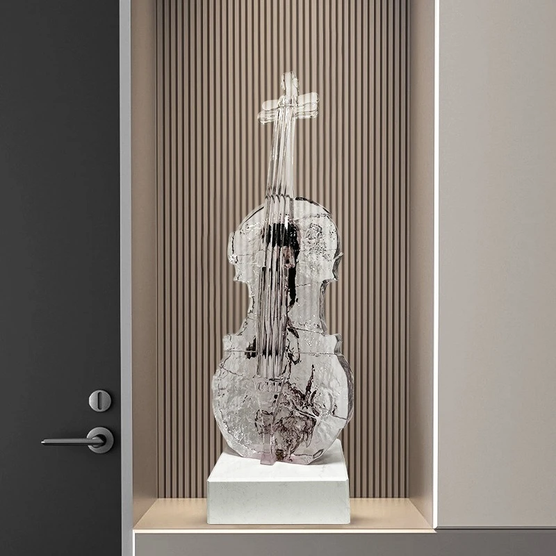 High-end transparent violin art ornament, sculpture living room entrance office modern musical instrument
