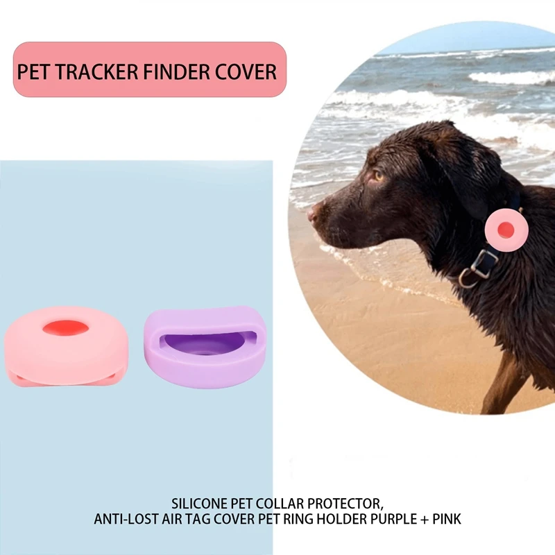 Dog Collar(2 Pack), Silicone Pet Collar Case For Apple Airtags , Anti-Lost Air Tag Case Pet Loop Holder