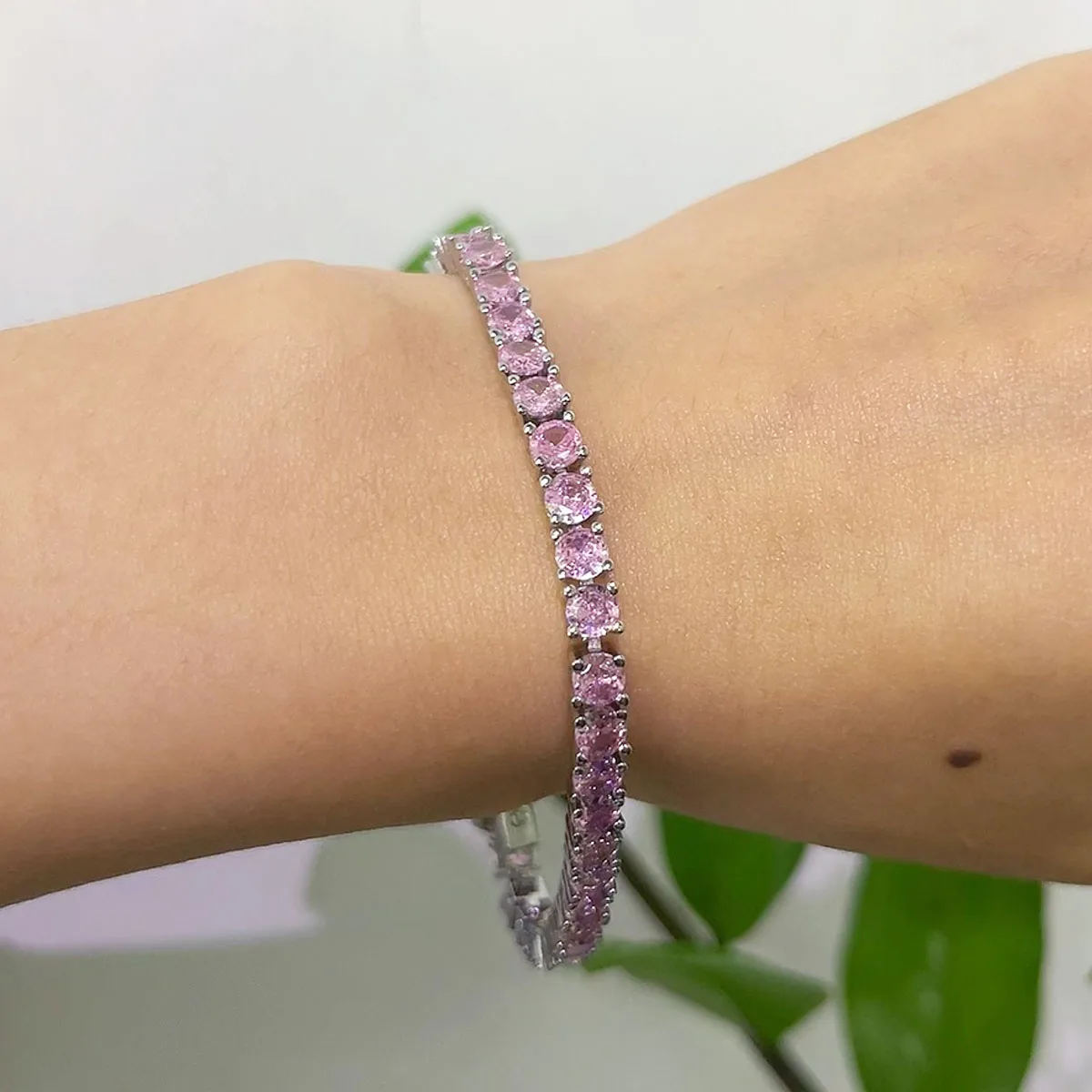 Pink Purple Jewelry Set Stainless Steel Necklace Bracelet Ring Charm Luxury Geometric Tassel Earrings Fine Romantic Women's Gift - view 3