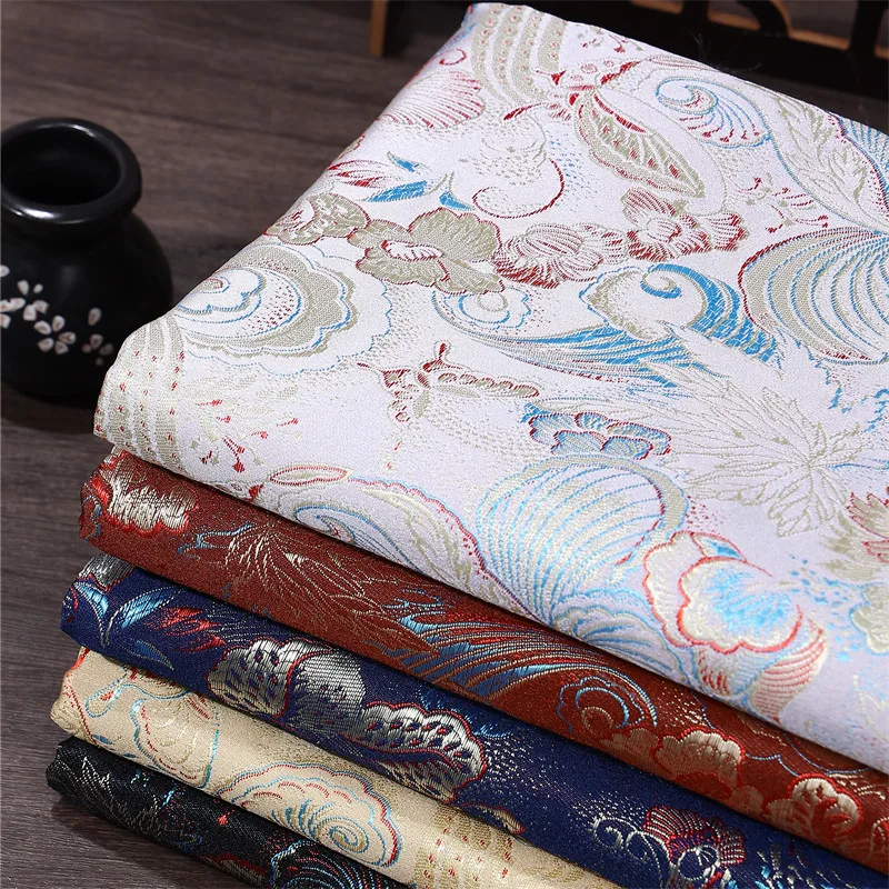 Ripple Jacquard Brocade Fabric Hanfu Qipao Tang Ethnic Costumes Scented Pouches Pillow Covers Textile Decoration Craft Material