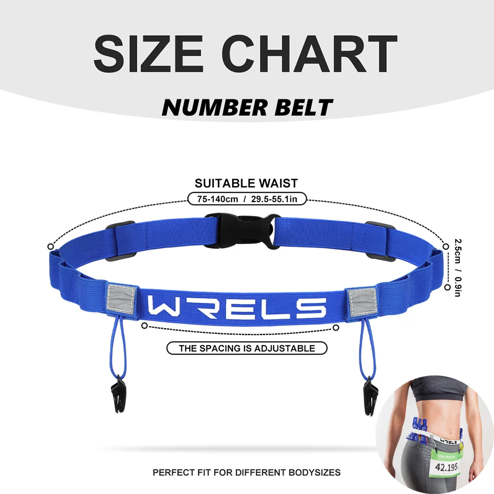 WRELS Waist Belt Unisex Triathlon Marathon Race Number Belt Outdoor Sports Multi-function Running Race Number Waist Bib Holder