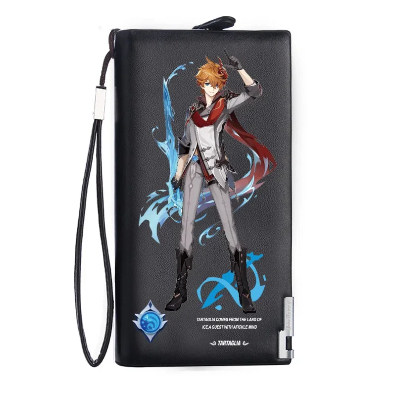 

Game GS Impact Cos Xiao Diluc Keqing Tartaglia Ganyu Hutao Zhongli Klee Printed Anime Long Wallet Coin Purse Purse Gift