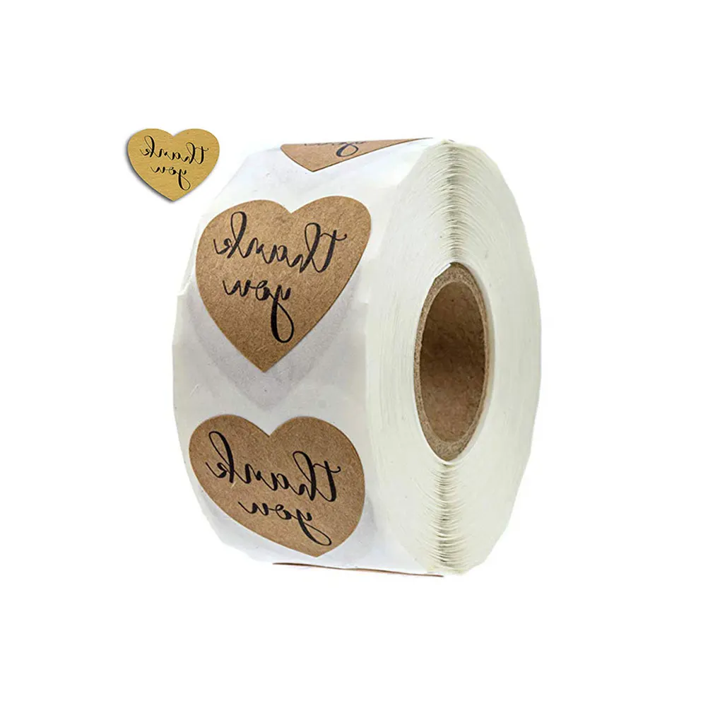 

1000pcs Roll Sticker Seal Decorative Heart Thank You Labels Bag Treat Packaging Gifts Wraps Balloons Cards