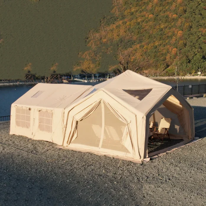 

Large Double Layer Four-Season Waterproof Fabric Inflatable Air Tent with Three Bedrooms for Family Outdoor Camping