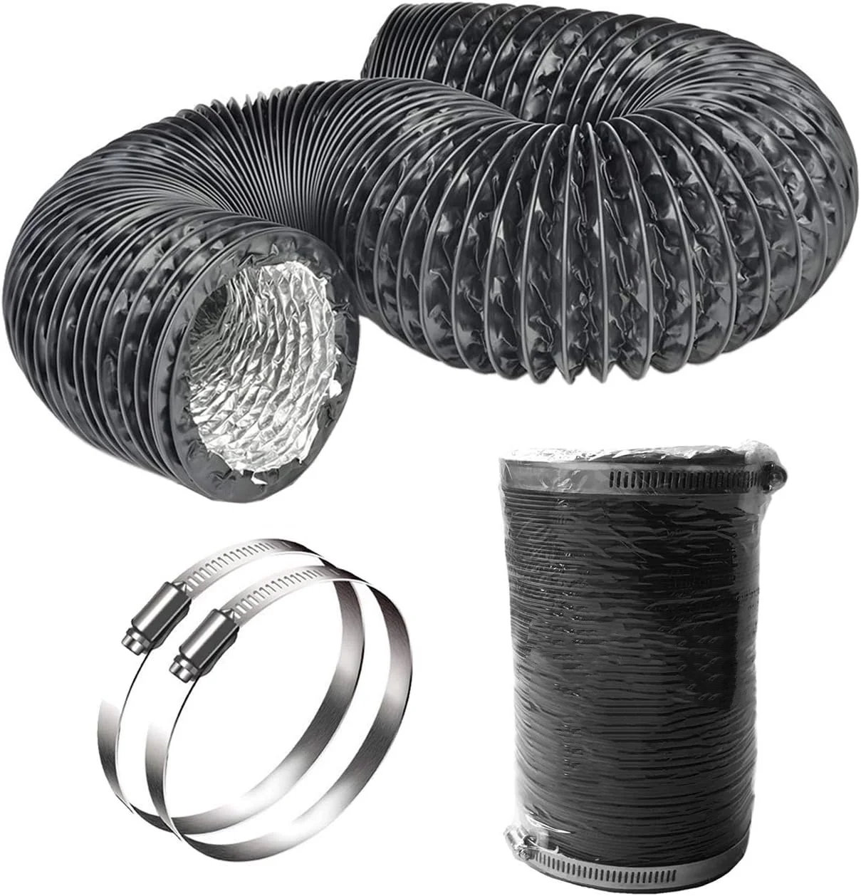 BAVAGREEN Flexible Exhaust Hose 100 mm Diameter PVC Aluminum Vent Ducting Pipe Air Hose for Kitchen HAVC Fan , Grow Tents