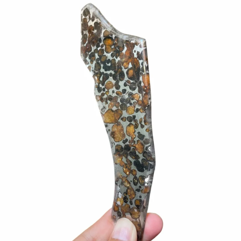 Seymchan Pallasite Meteorite Polished Irregular Slice Natural Olivine Inclusion Space Rock Display Specimen TA813