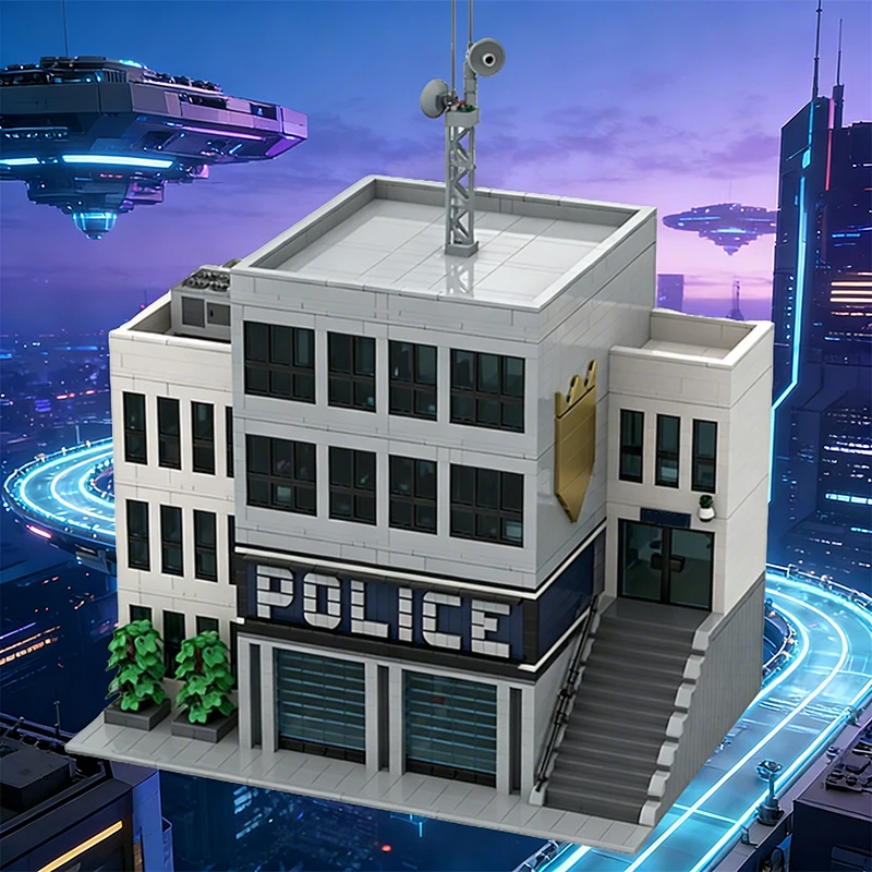 4541 PCS City Street Views Modern Police HQ MOC Customize Modular Building Block Kids Popular Simple DIY Boy Assembly Toy Gift