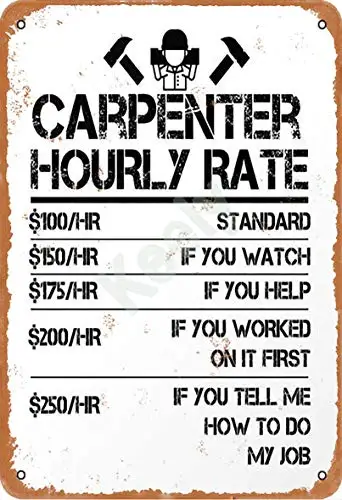 

Keely Carpenter Hourly Rate-Wood Working Labor Rates Metal Vintage Tin Sign Wall Decoration 12x8 inches for Cafe Coffee Bars Pub