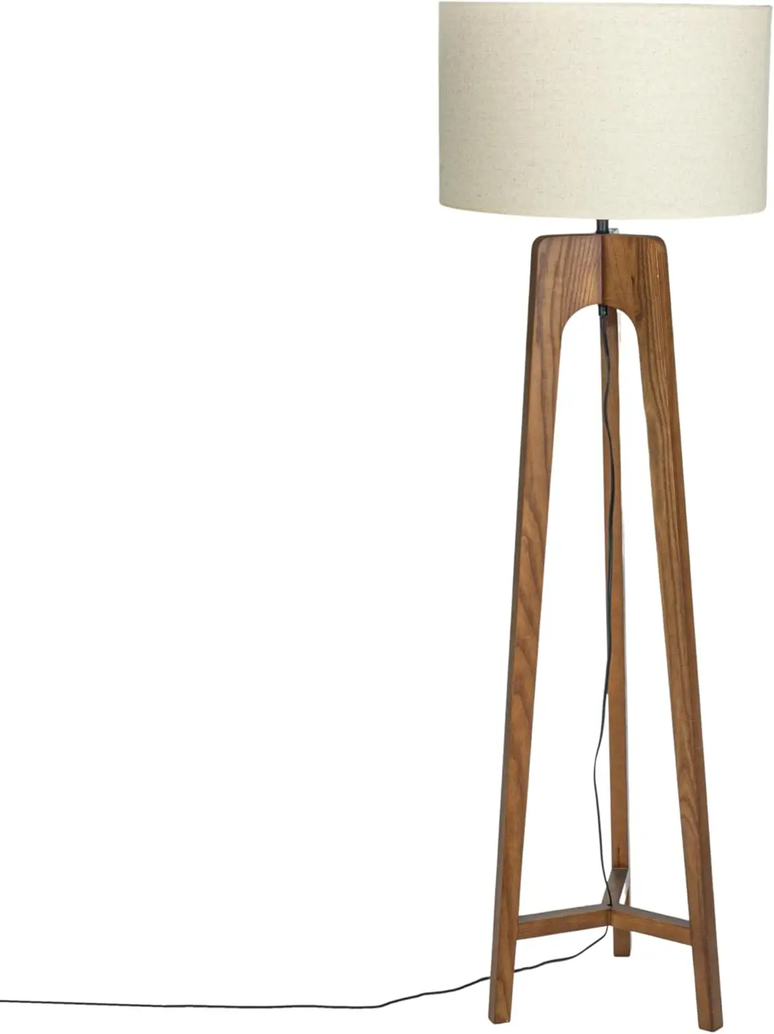 

Round Rubberwood Tripod Floor Lamp With Linen Shade, Natural