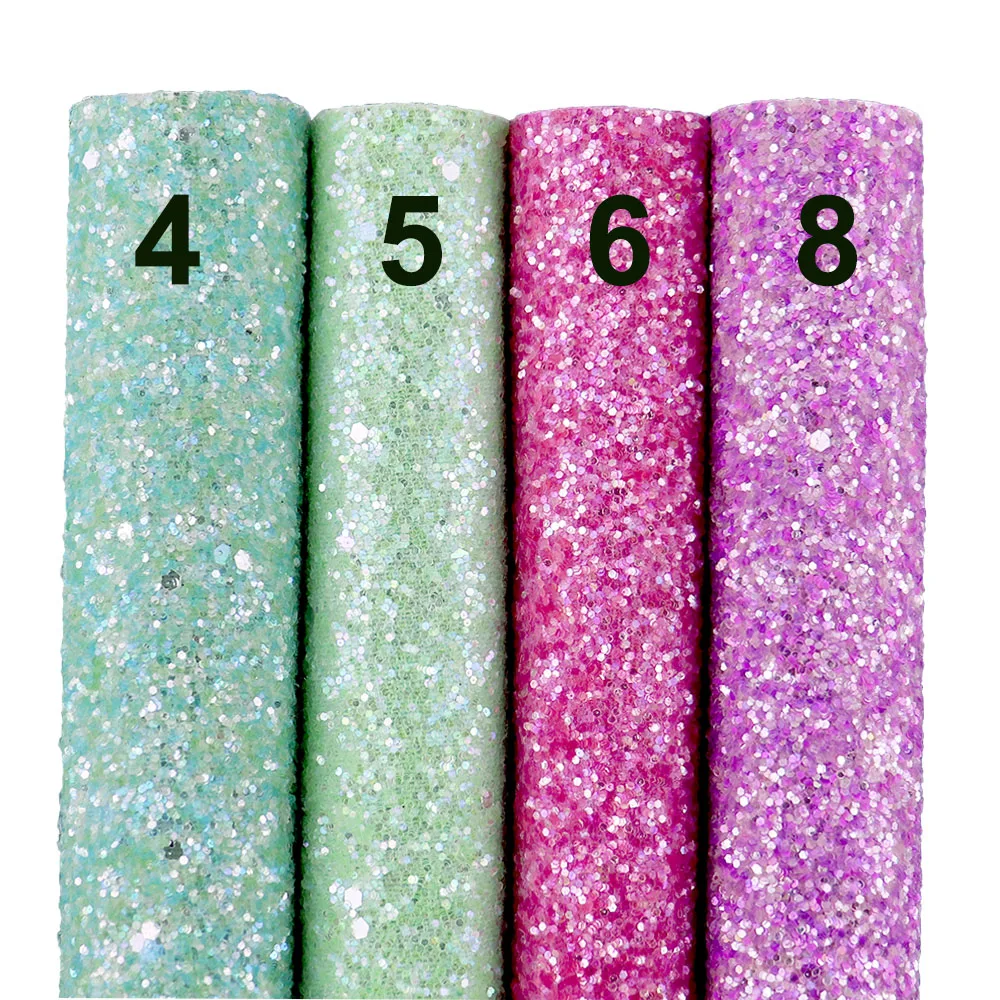 30X134cm Roll Plain Solid Chunky Glitter Fabric With Same Color Twill Backing Faux Leather For Bows Earring DIY Crafts  T032