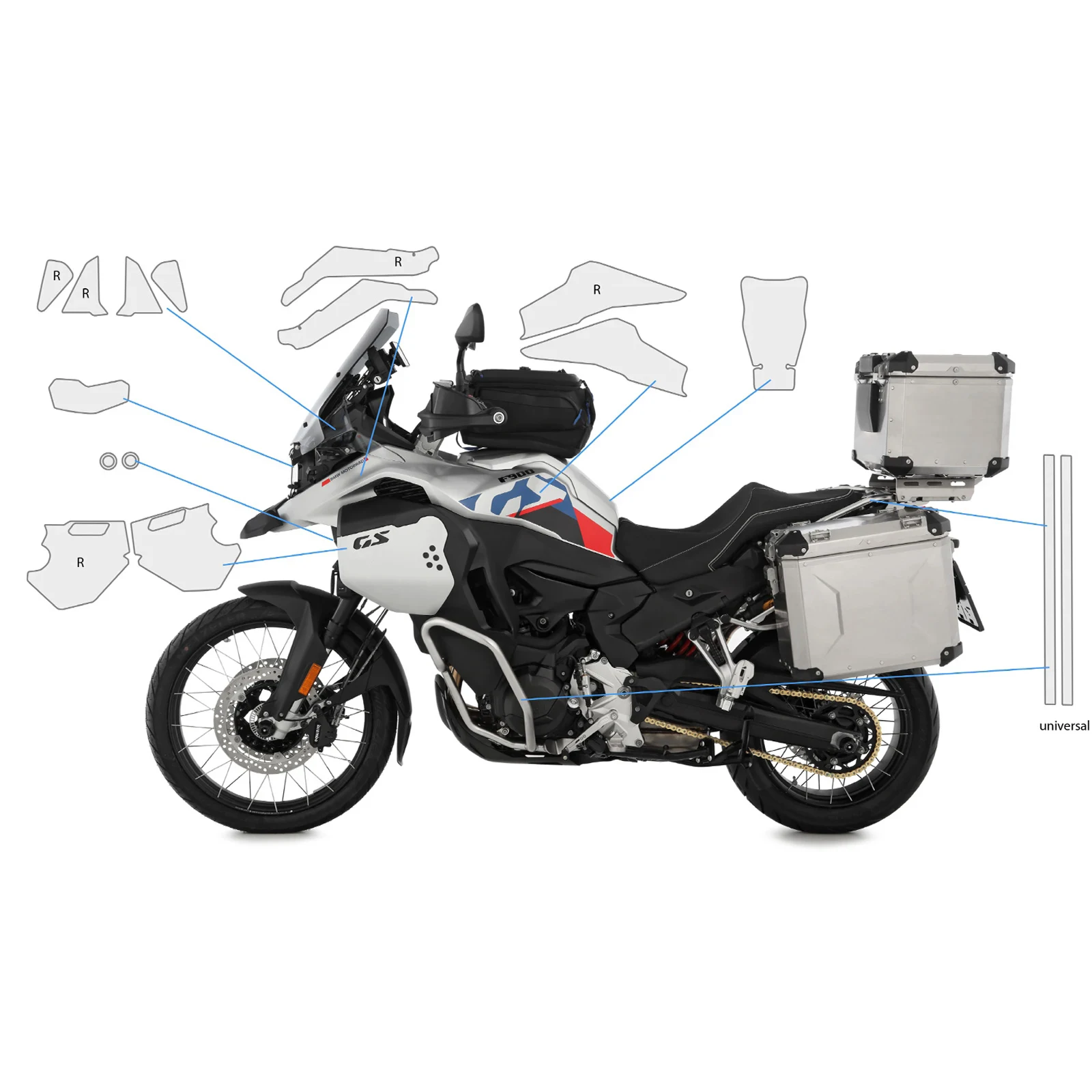 For BMW F 900 GS Adv 2024 New Motorcycle TPU Body Protection Sticker F900 GS Accessories PPF Parts Complete Paint Protection Set